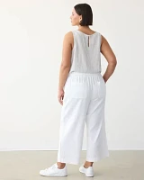 Cropped Wide-Leg Linen-Blend Pant