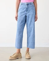 Wide-Leg High-Rise Cropped Jean