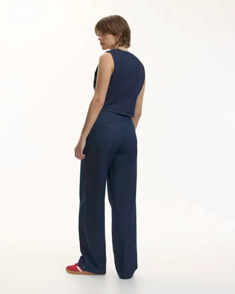 Wide-Leg High-Rise Denim Trousers