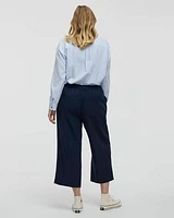 Cropped Wide-Leg Linen-Blend Pant