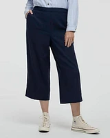 Cropped Wide-Leg Linen-Blend Pant