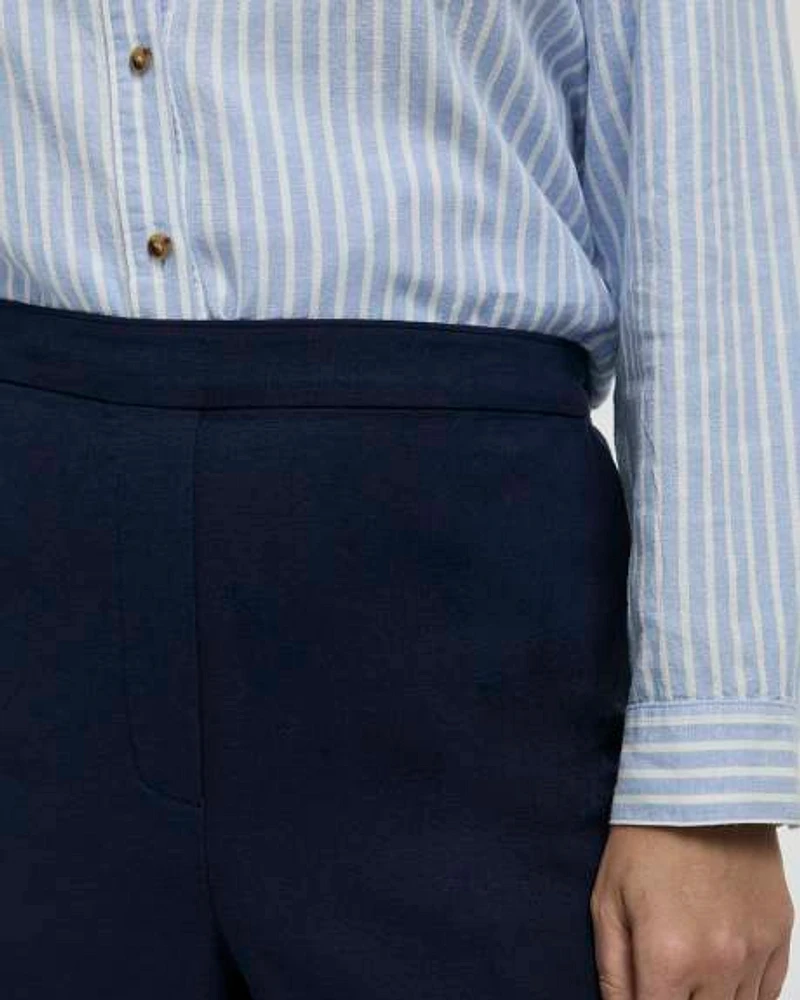 Cropped Wide-Leg Linen-Blend Pant