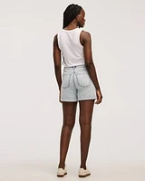 Short en jean à taille mi-haute ourlet roulé