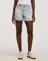 Short en jean à taille mi-haute ourlet roulé