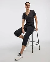 Textured Woven Capri Pant