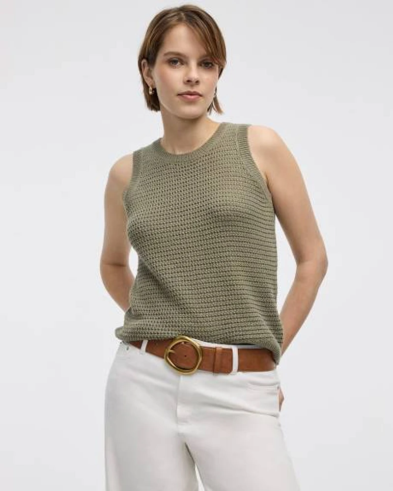 Crew-Neck Tank with Fancy Stitches