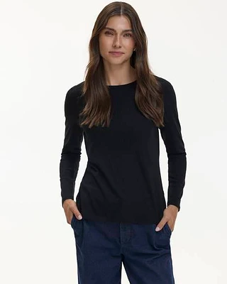 Long-Sleeve Crew-Neck Ribbed Top