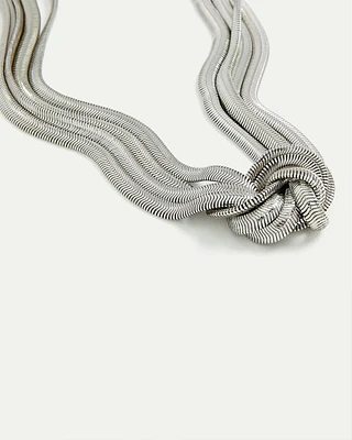 Short Necklace with Knotted Herringbone Chains