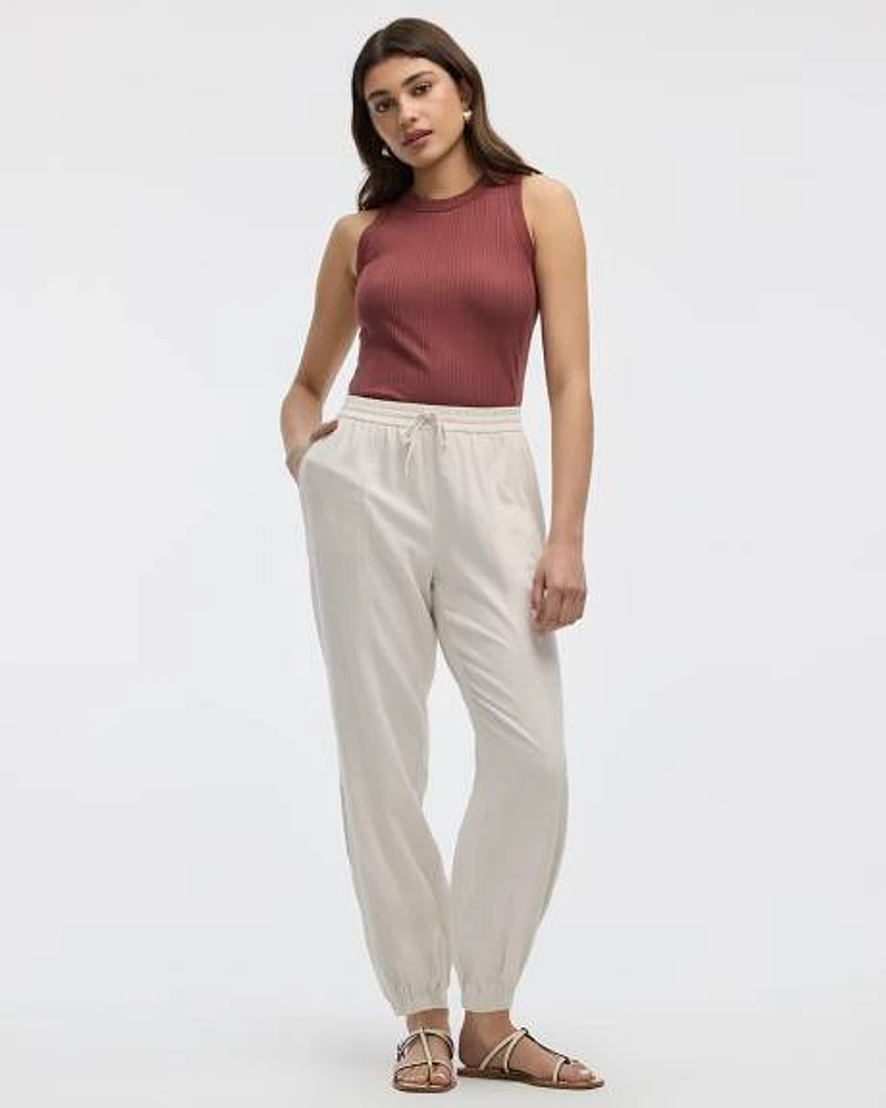 Pantalon jogger en mélange de lin
