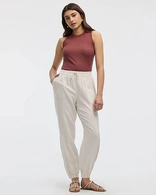 Pantalon jogger en mélange de lin