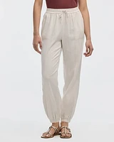 Pantalon jogger en mélange de lin