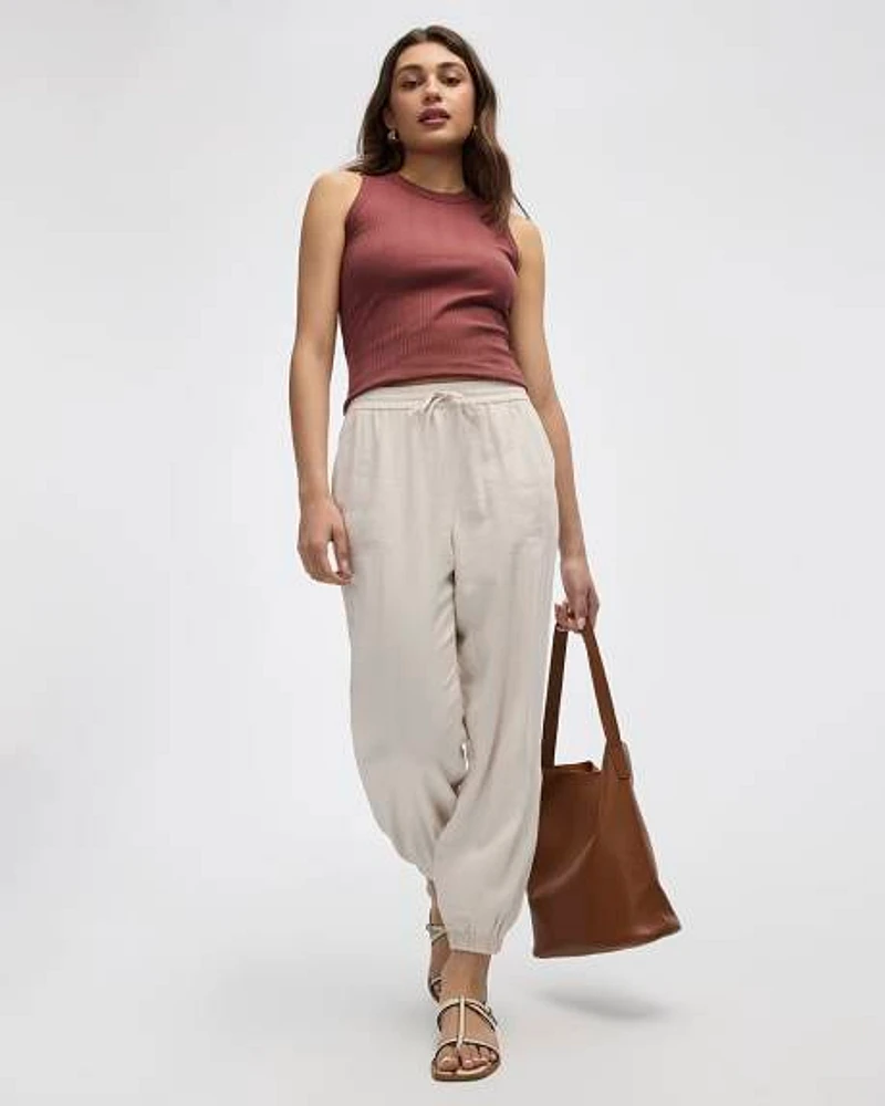 Pantalon jogger en mélange de lin