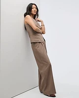 Wide-Leg High-Rise Linen-Blend Pants