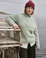 Long-Sleeve Turtle-Neck Herringbone Sweater