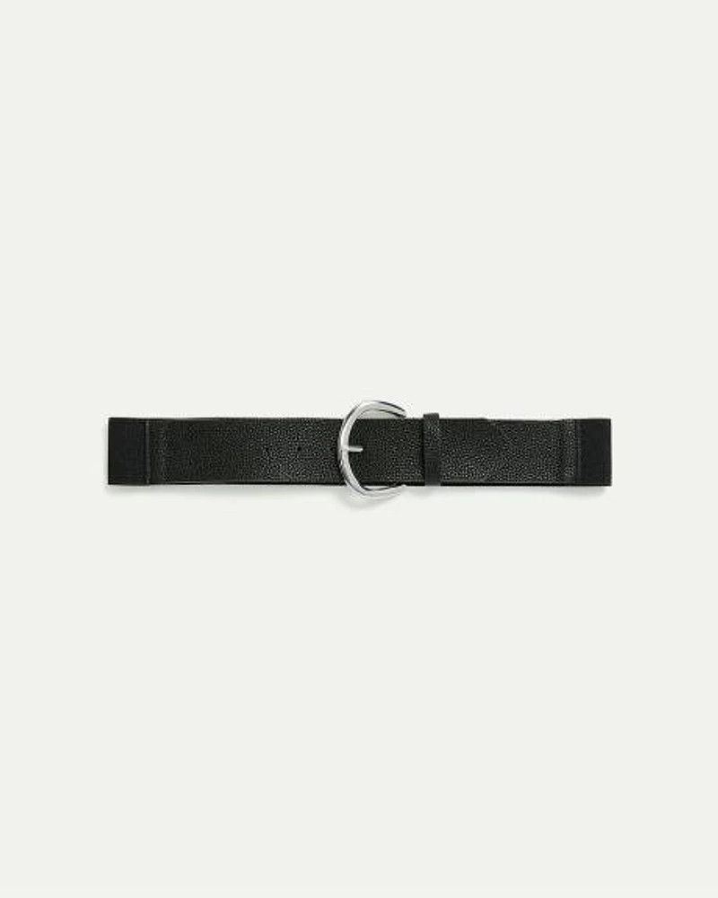 Pebbled Faux Leather Elastic Belt