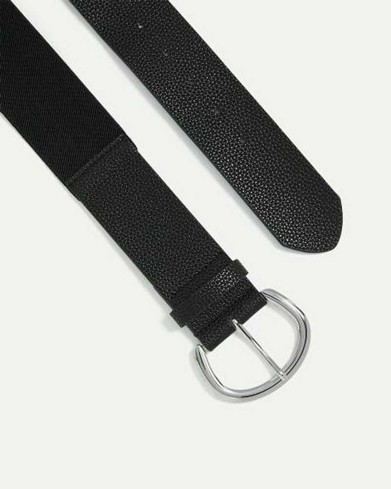 Pebbled Faux Leather Elastic Belt