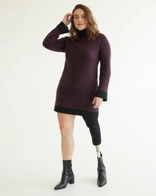 Long-Sleeve Mock-Neck Sweater Dress