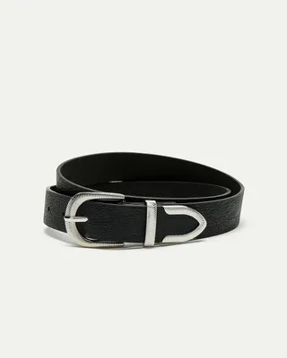 Faux Leather Belt with Western Buckle