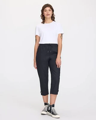 Straight-Leg High-Rise Poplin Capri Pant