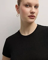 Short-Sleeve Ribbed Midi Dress