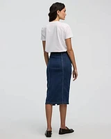 Denim Pull-On Midi Skirt