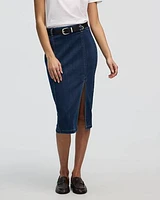 Denim Pull-On Midi Skirt