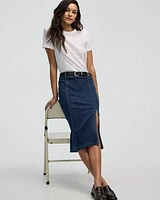 Denim Pull-On Midi Skirt