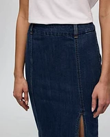 Denim Pull-On Midi Skirt