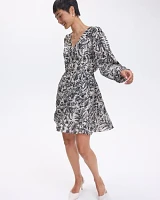 Long-Sleeve Wrap-Neck Dress