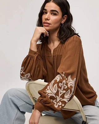 Blouse ample à boutonner col rond