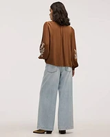 Blouse ample à boutonner col rond