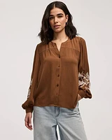 Blouse ample à boutonner col rond
