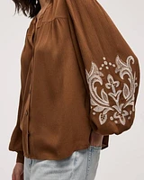 Blouse ample à boutonner col rond