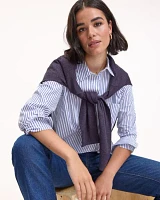 Long-Sleeve Buttoned-Down Blouse with Chest Pocket