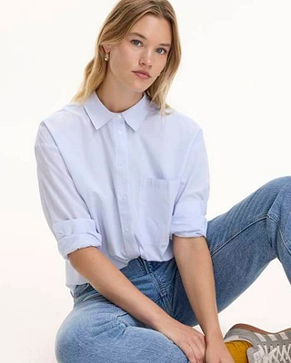 Long-Sleeve Buttoned-Down Blouse with Chest Pocket