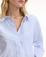 Long-Sleeve Buttoned-Down Blouse with Chest Pocket