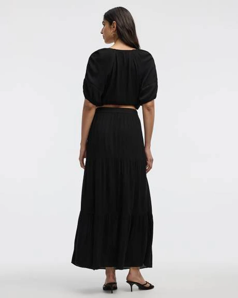 Pull-On Tiered Maxi Skirt