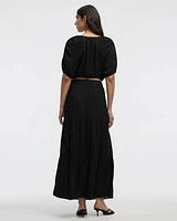 Pull-On Tiered Maxi Skirt