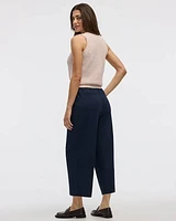 Wide-Leg Cropped Piqué Pant