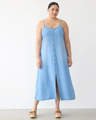Sleeveless Buttoned-Down Midi Dress