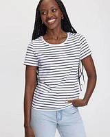 T-shirt rayé à col dégagé