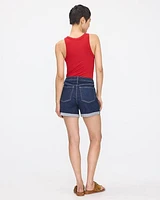 Mid-Rise Denim Shorts with Rolled Hem
