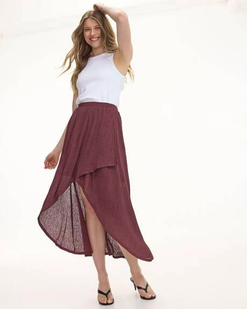 Pull-On Maxi Skirt with Wrap Front