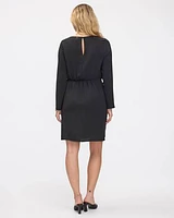 Long-Sleeve Boat-Neck Dress with Knot Detail