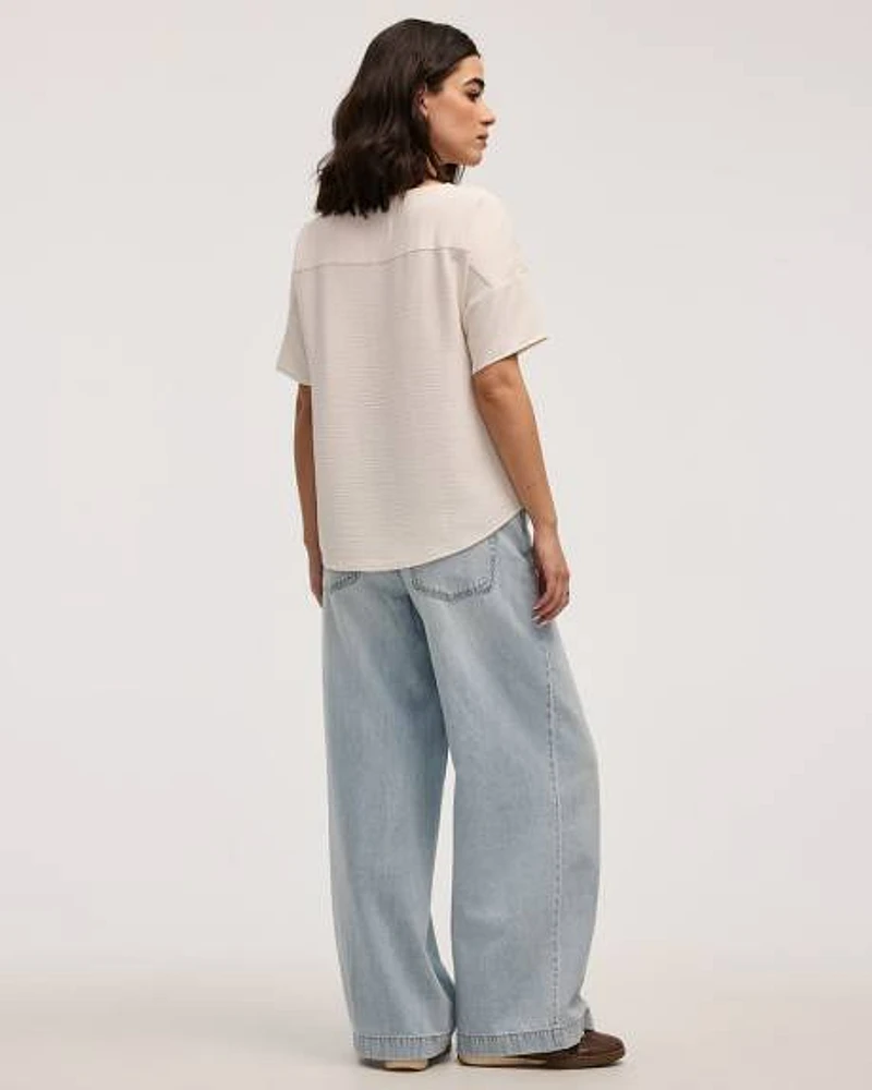 Short-Sleeve Crew-Neck T-Shirt Blouse