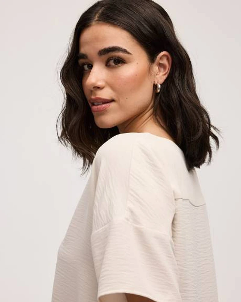 Short-Sleeve Crew-Neck T-Shirt Blouse