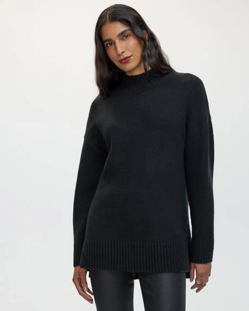 Long-Sleeve Mock-Neck PlushSoft Loose Tunic