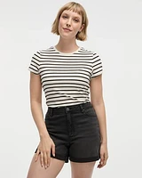 Mid-Rise Denim Shorts with Rolled Hem