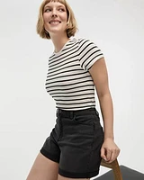 Mid-Rise Denim Shorts with Rolled Hem