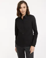 Buttoned-Front Poplin Shirt, R Essentials